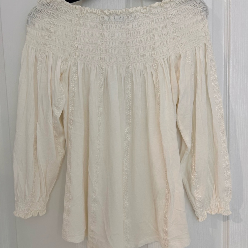 Lauren Ralph Lauren Cream Off-the-Shoulder Blouse